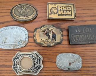 Vintage Belt Buckles, Red Man, Colt Revolver