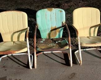 Vintage Shell Back MCM patio metal chairs