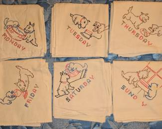 Embroidered Vintage Kitchen Dish Tea Towels Weekly