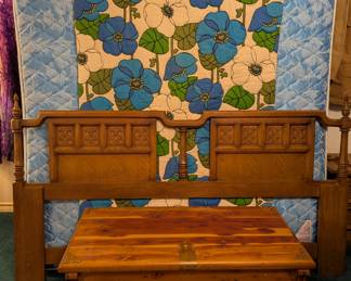 Trunk, MCM Bed, Vintage Bedspread