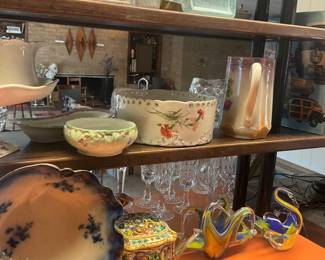 Murano glass. English pottery