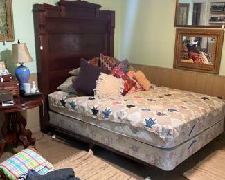 Eastlake burl walnut headboard