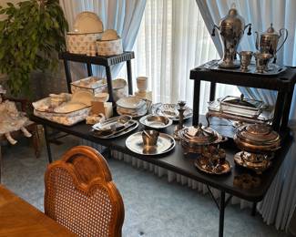 The front window is the Noritake, China, and all the beautiful silver pieces!