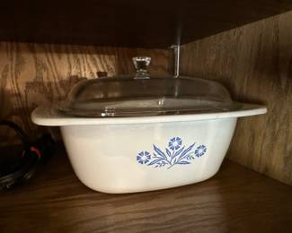 A lidded casserole dish