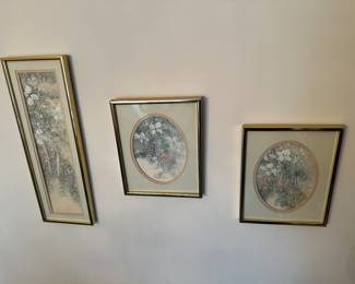 This is a lovely series of three small paintings signed by the artist Donna Watson!