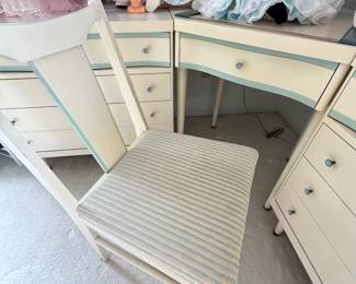 Here is the center section of the three-piece desk set, which is the desk with a drawer and matching chair!