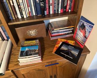 There are lots of travel books, biographies, autobiographies maps, and they are all in terrific condition