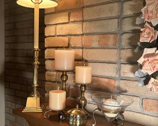 There are dozens of brass items, candlestick bowls, flower pots, you name it we have it, including lovely brass lamps!