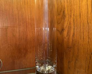 This is a beautiful crystal vase. Very thick and heavy bottom with a bubble inside!