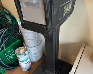 Here’s a better look at that mailbox! We also have a smaller plastic black one that sits on top of a post it’s in its original box!