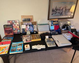 This table has an assortment of goodies on it!