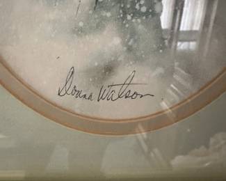 This is a lovely series of three small paintings signed by the artist Donna Watson!