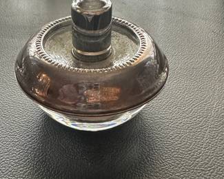 This is an excellent piece. It is a vintage frank and Whiting, Sterling, silver and glass table lighter! I honestly have never seen one of these before at a sale! And it is marked!