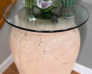 Pottery Base w Glass Top Table 