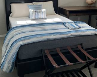 Full Size Bed Frame Faux Leather Black, Casper Mattress, Office Desk, Luggage Rack, Bedding, Office Chair, Globe and more...