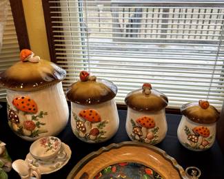 $150 set of 4 mushroom canisters
