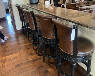 frontgate leather swivel bar stools