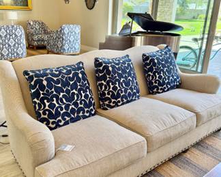 Gorgeous cream linen Huntington house sofa