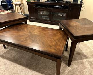 $ 100 set of 3 tables. Coffee table andf two ends. Over all good condition. light scratches that could probably be covered with some scratch cover 
