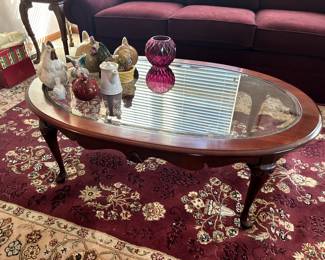 $45 Oval coffee table with glass top 