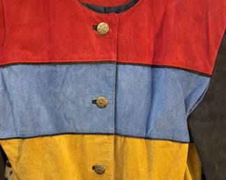 Leather color block jacket