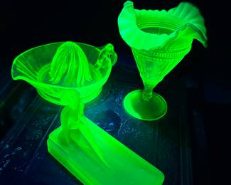 Lots of unique uranium glass