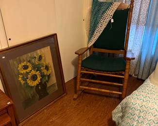 Rocking chair and sunflower picture 