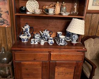 Hutch with blue and white dishes
