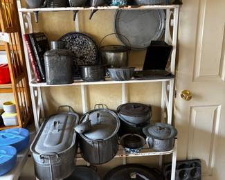 graniteware pots, pans, cookers, molds 