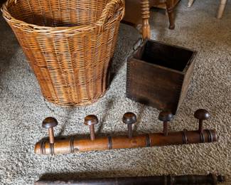 coat rack, bill club, basket & box