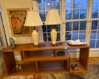 Shelving unit SOLD. The lamps are still available. 