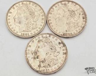 1628 3 1921 Denver Morgan Silver Dollars