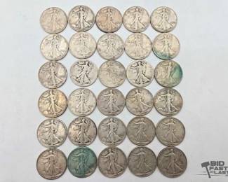 1860 30 Silver Walking Liberty Half Dollars , 370g