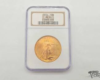 1304 ANA Graded 1924 $20 Doube Eagle Coin MS69