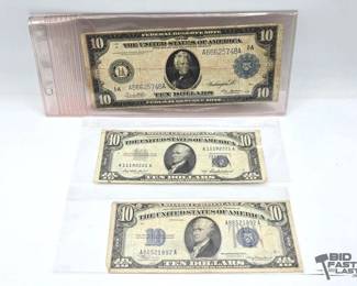 1030 1 $10 Federal Reserve Note 2 $10 Silver Certificates