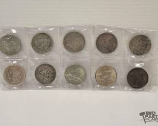 1684 10 Morgan Silver Dollars