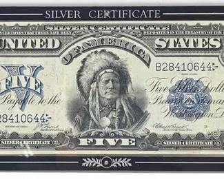1008 1899 Indian Chief $5 Silver Certificate