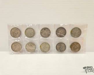 1682 10 Morgan Silver Dollars