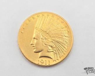 1310 1911 $10 Indian Head Gold Eagle Coin