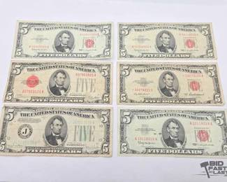 1038 5 Red Seal Five Dollar Notes 1 1934 Five Dollar Bill