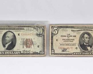 1034 1929 National Currency $10 Virginia $5 Pennsylvania Bank Notes