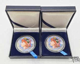 1418 2 1921 Painted Morgan Silver Dollars