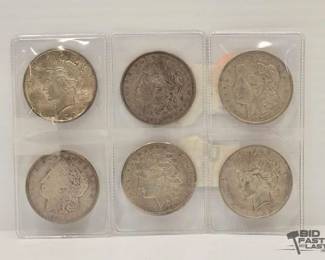 1666 6 Morgan Silver Dollars
