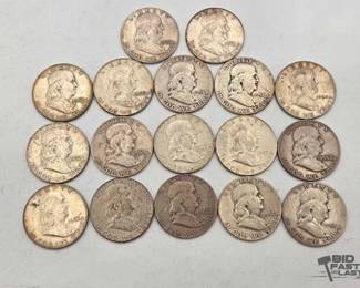 1870 17 Silver Franklin Half Dollars, 211g