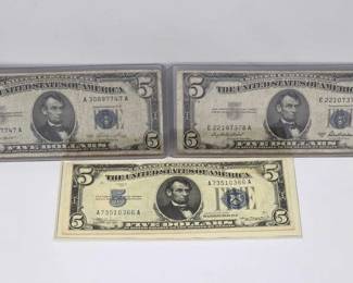 1036 3 $5 Silver Certificate