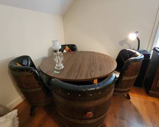 Wine Barrel Table and Chairs.
Available for presale.
$800 OBO