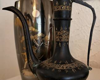 antique hand carved Indian tea pot