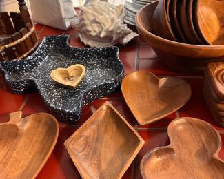 wooden bowls, Frankoma TX shape dish