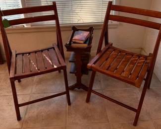 vintage mid century modern wooden slatted folding chairs