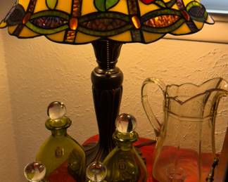 tiffany style lamp, mid century canisters